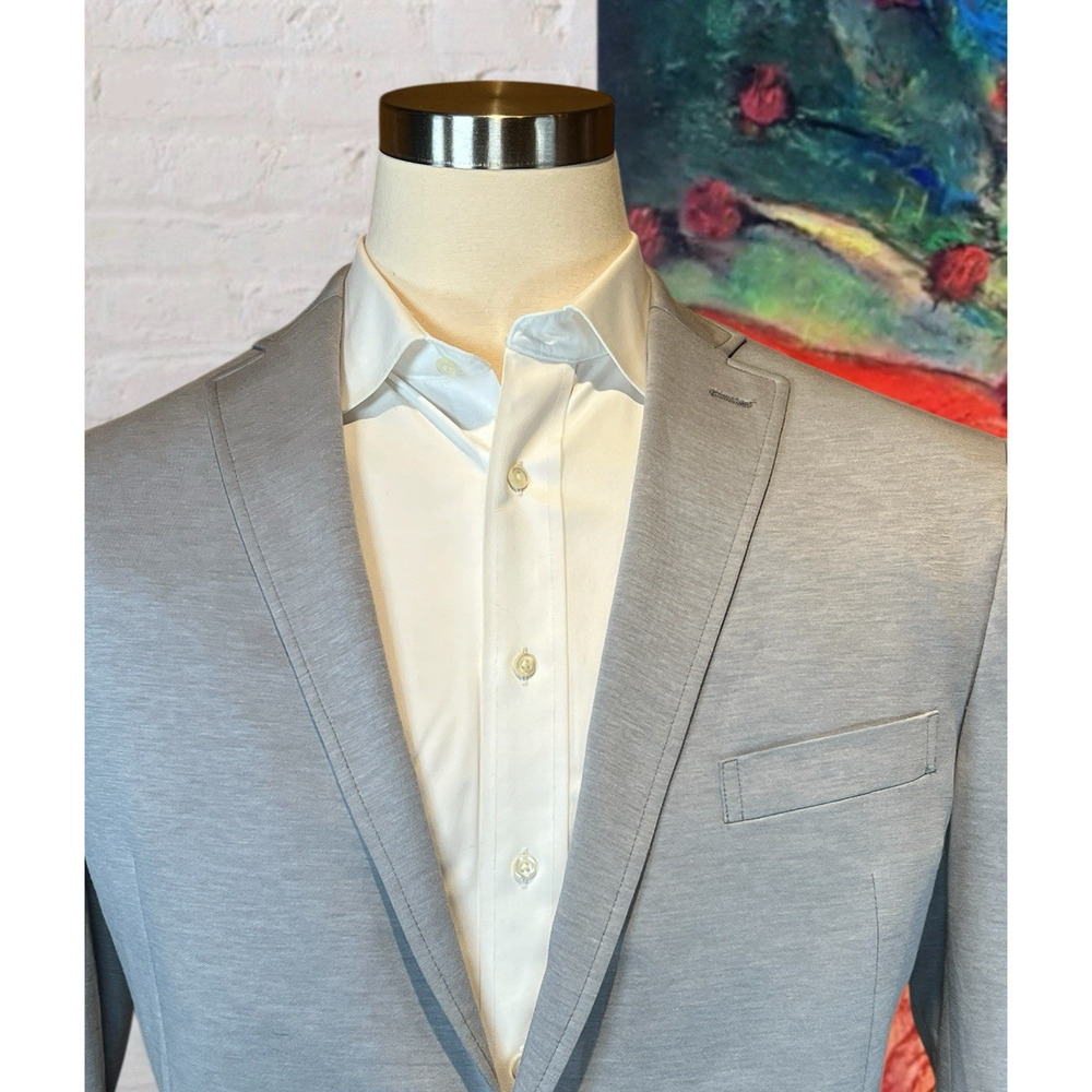 New Calvin Klein 44-46R Mens Heathered Gray Cotton Blend Casual Blazer 1/4 Lined - Picture 7 of 15
